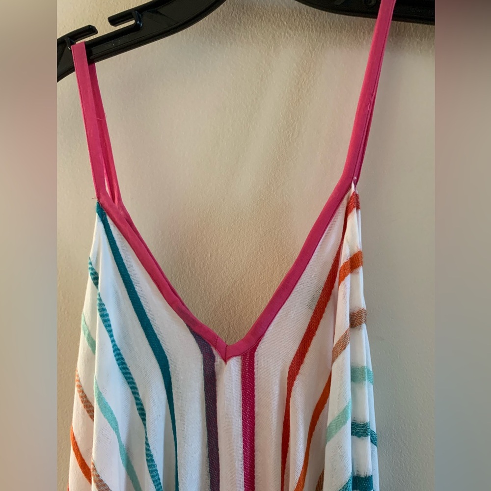 Striped Multicolor Spaghetti Strap cover up